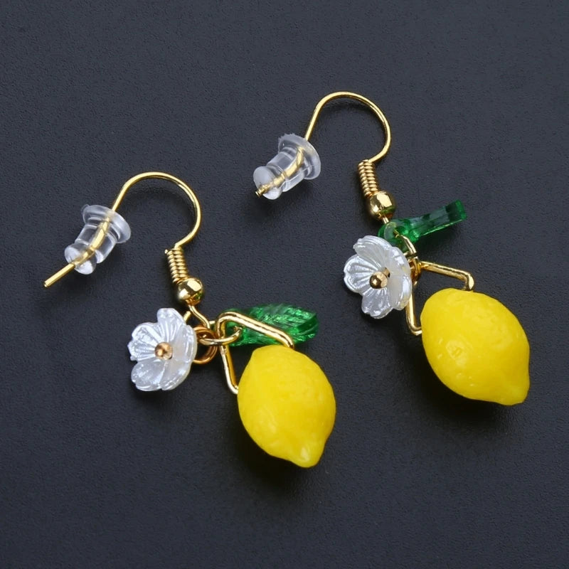Stylish Lemon Shaped Dangle Earrings Citrus Earrings Adornment Ear Hooks Dangle Ear Rings Ornament Y08E
