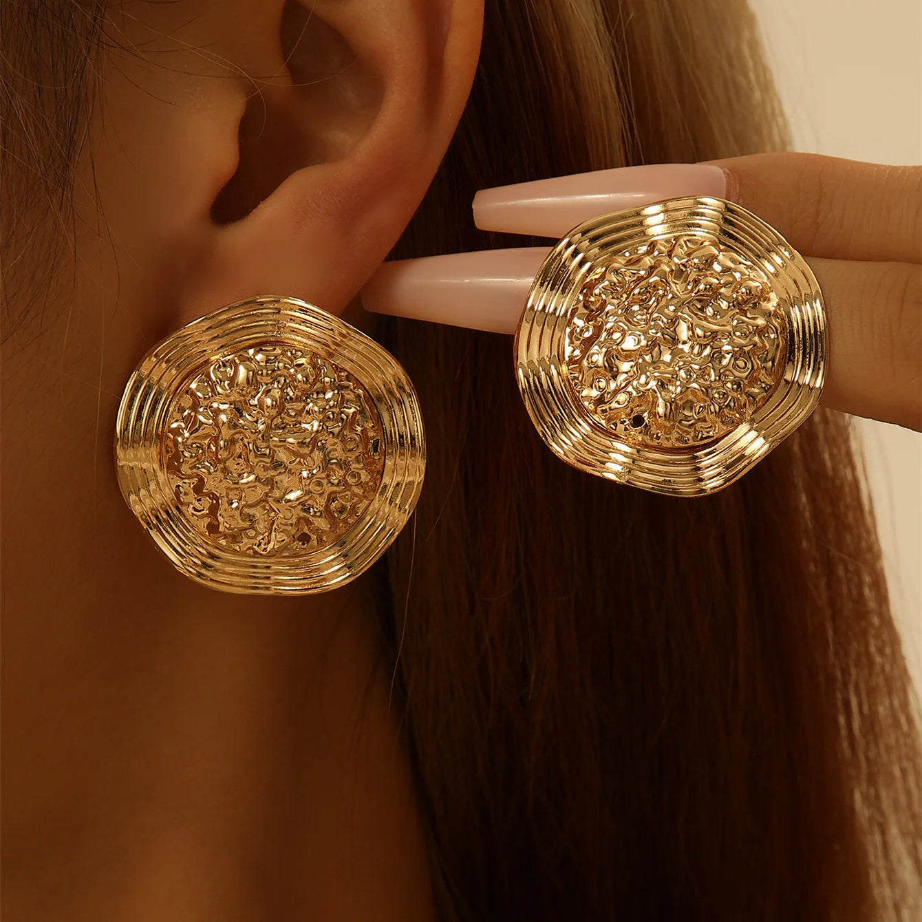 Retro Geometric Circle Floral Earrings