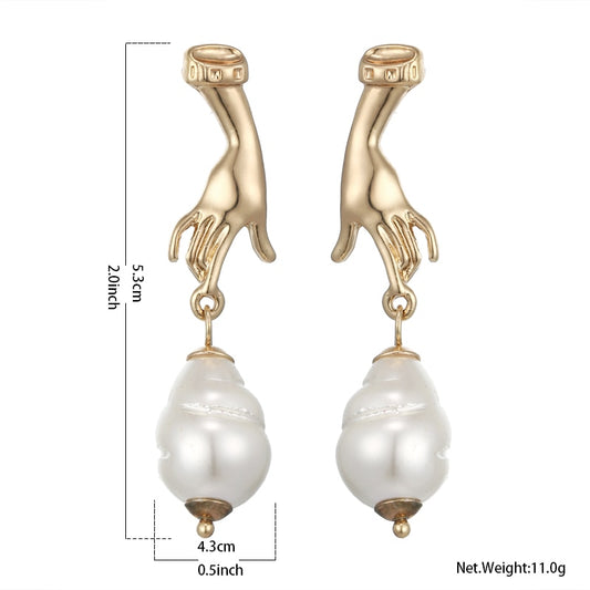 Golden Wealth Palm Finger Drop Earrings