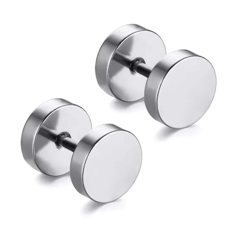 1Pair Stainless Steel round Circle Stud Earrings for Men Women Not Fade Ear Rings Jewelry