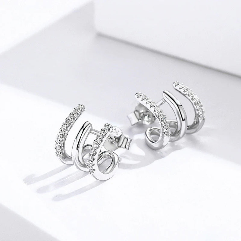 Advanced Multi Layer Designed Silver Ear Rings