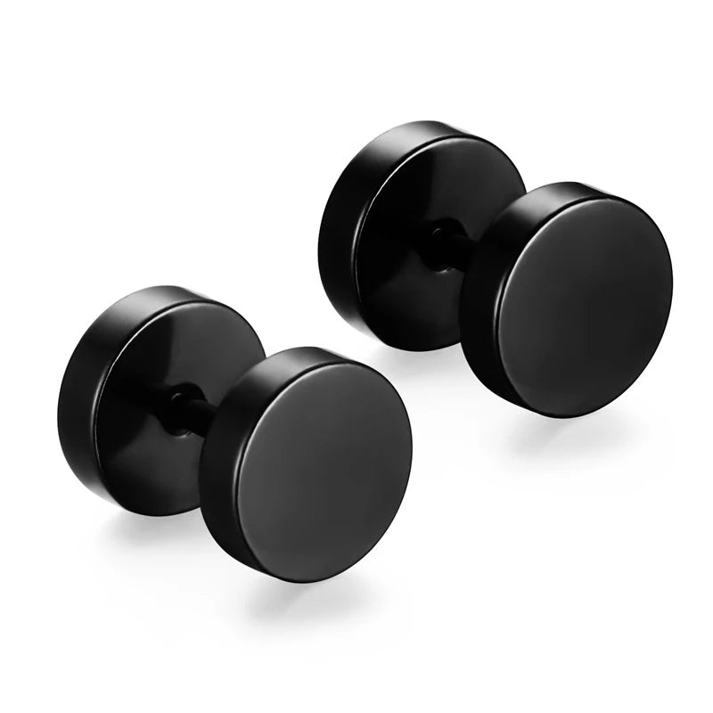 1Pair Stainless Steel round Circle Stud Earrings for Men Women Not Fade Ear Rings Jewelry