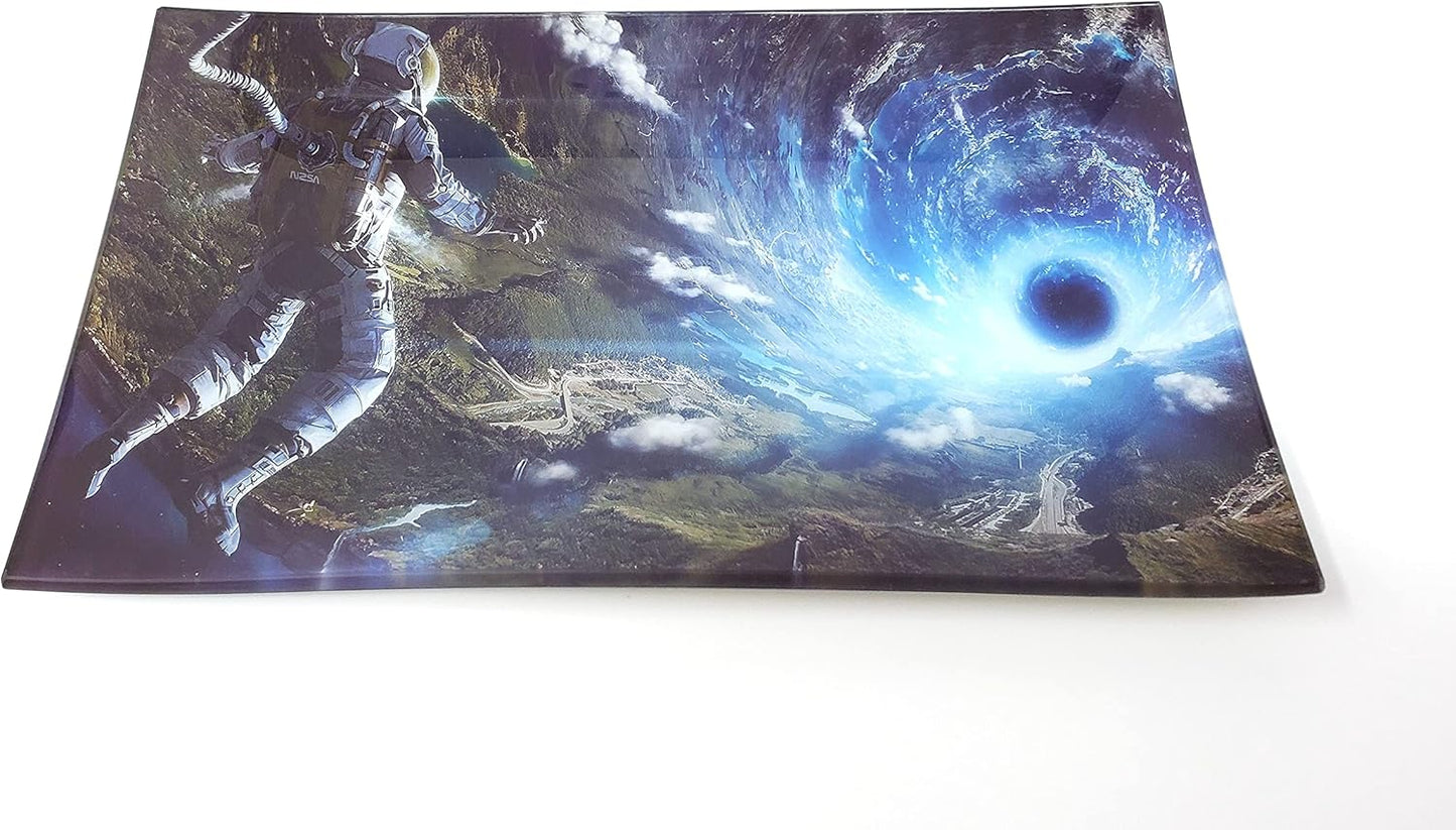 Stormtrooper2 Decorative Glass Tray: Rectangular, White, Black, Gray, Shatter Resistant, Tempered Glass, High Resolution, Easy to Clean, Display Stand, Food & Decorative