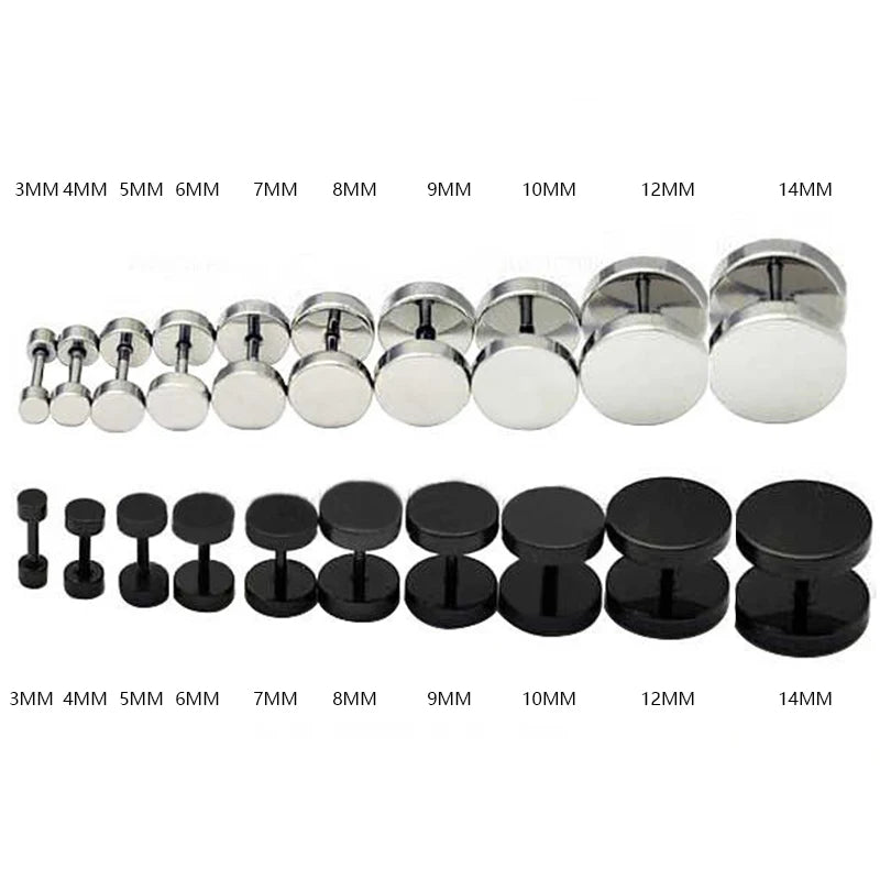 1Pair Stainless Steel round Circle Stud Earrings for Men Women Not Fade Ear Rings Jewelry
