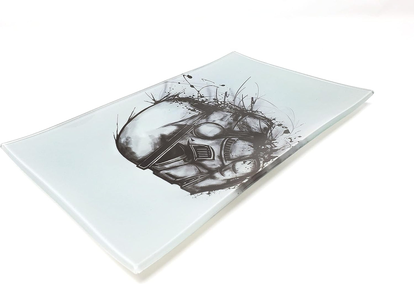 Stormtrooper2 Decorative Glass Tray: Rectangular, White, Black, Gray, Shatter Resistant, Tempered Glass, High Resolution, Easy to Clean, Display Stand, Food & Decorative