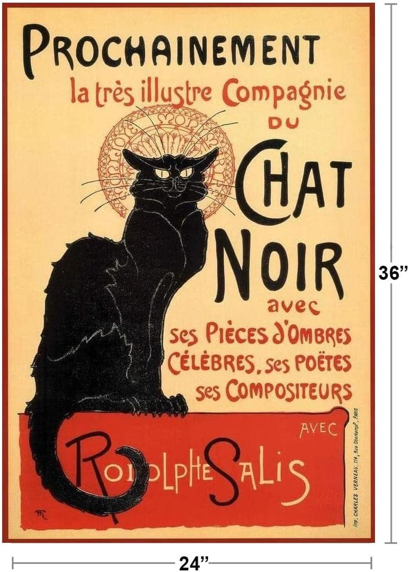 Le Chat Noir Vintage Black Cat Art Deco French Wall Art Nouveau 1920 Advertising Poster Print 24X36