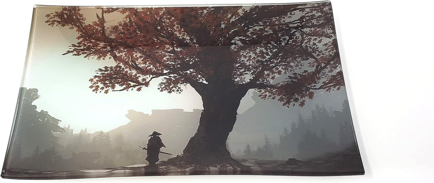 Stormtrooper2 Decorative Glass Tray: Rectangular, White, Black, Gray, Shatter Resistant, Tempered Glass, High Resolution, Easy to Clean, Display Stand, Food & Decorative