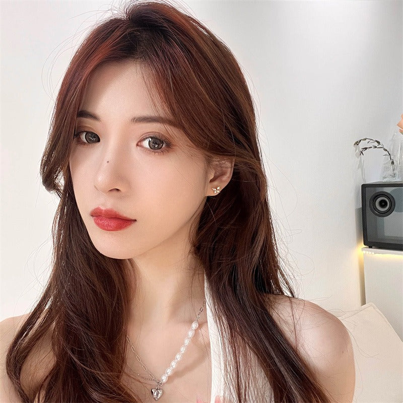 S925 Silver Zircon Butterfly Stud Earrings