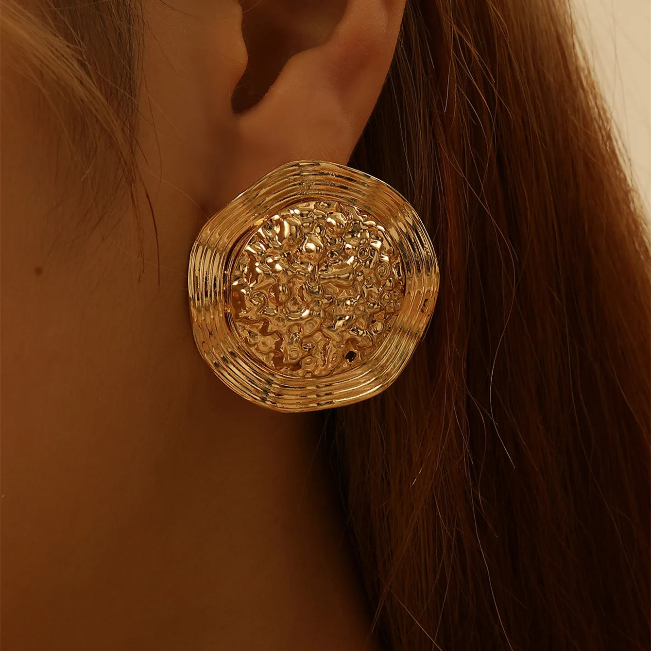 Retro Geometric Circle Floral Earrings