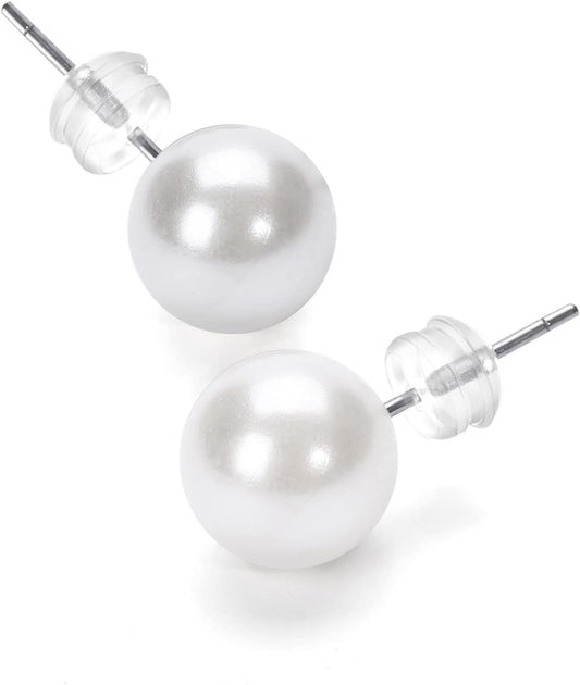 Pearl Stud Earrings Freshwater Pearl Ear Rings Hypoallergenic Earrings 4Mm-12Mm for Women Bridesmaids Gifts