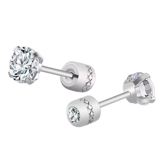 1Pair Stainless Steel Crystals Stud Earrings for Men Women Not Fade Ear Rings Jewelry
