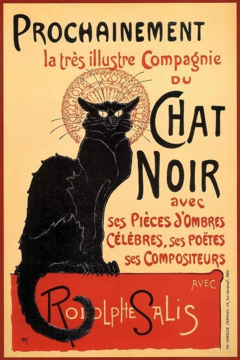 Le Chat Noir Vintage Black Cat Art Deco French Wall Art Nouveau 1920 Advertising Poster Print 24X36