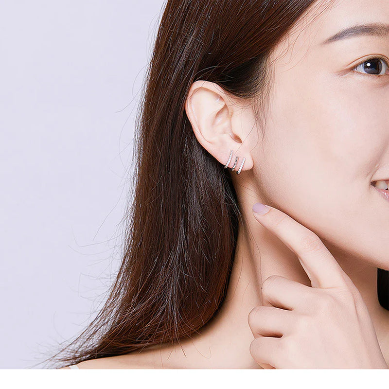 Advanced Multi Layer Designed Silver Ear Rings