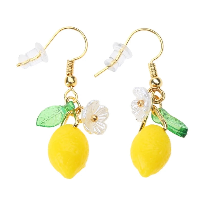 Stylish Lemon Shaped Dangle Earrings Citrus Earrings Adornment Ear Hooks Dangle Ear Rings Ornament Y08E