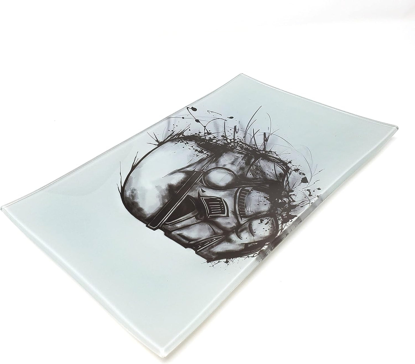 Stormtrooper2 Decorative Glass Tray: Rectangular, White, Black, Gray, Shatter Resistant, Tempered Glass, High Resolution, Easy to Clean, Display Stand, Food & Decorative
