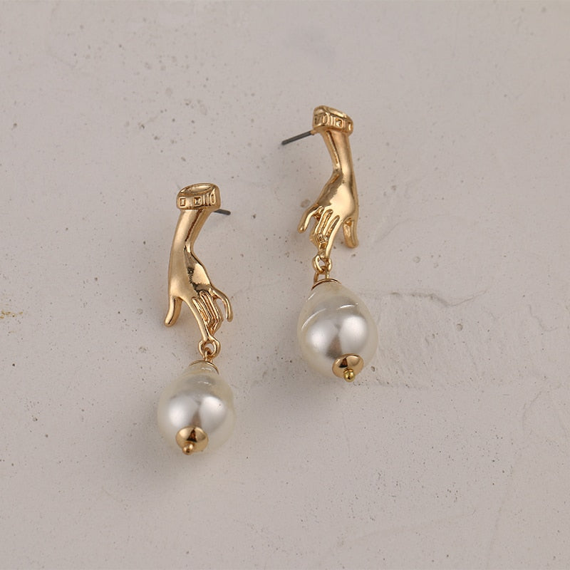 Golden Wealth Palm Finger Drop Earrings