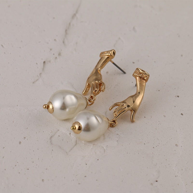 Golden Wealth Palm Finger Drop Earrings