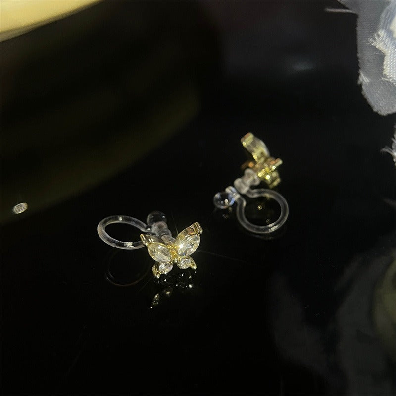 S925 Silver Zircon Butterfly Stud Earrings