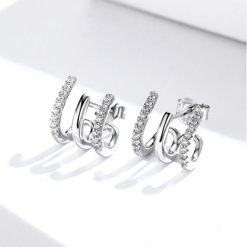 Advanced Multi Layer Designed Silver Ear Rings