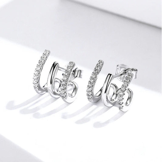 Advanced Multi Layer Designed Silver Ear Rings