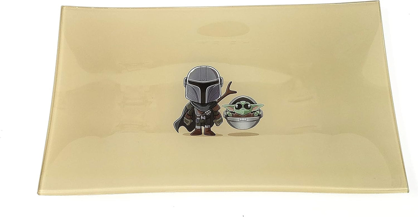 Stormtrooper2 Decorative Glass Tray: Rectangular, White, Black, Gray, Shatter Resistant, Tempered Glass, High Resolution, Easy to Clean, Display Stand, Food & Decorative