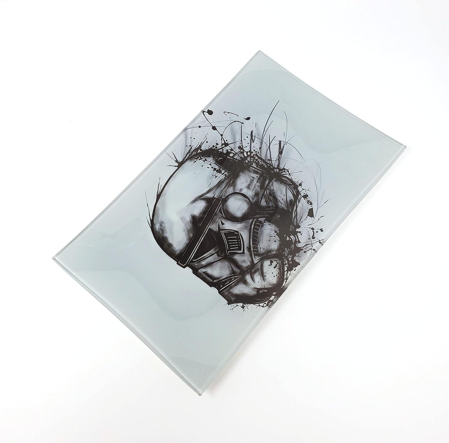Stormtrooper2 Decorative Glass Tray: Rectangular, White, Black, Gray, Shatter Resistant, Tempered Glass, High Resolution, Easy to Clean, Display Stand, Food & Decorative
