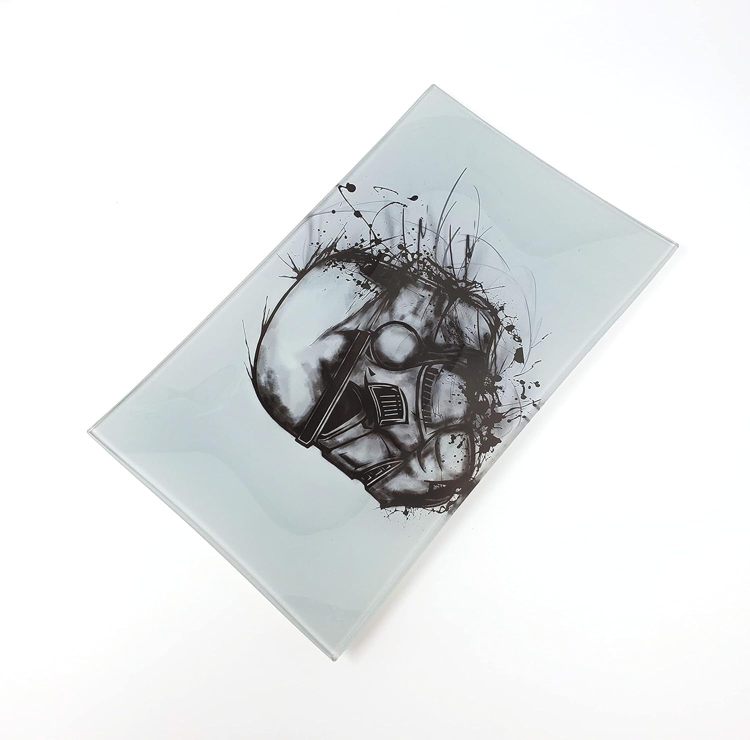 Stormtrooper2 Decorative Glass Tray: Rectangular, White, Black, Gray, Shatter Resistant, Tempered Glass, High Resolution, Easy to Clean, Display Stand, Food & Decorative