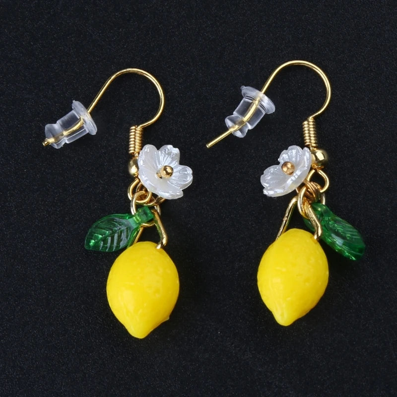 Stylish Lemon Shaped Dangle Earrings Citrus Earrings Adornment Ear Hooks Dangle Ear Rings Ornament Y08E