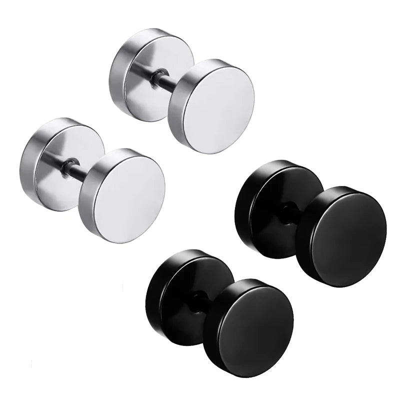 1Pair Stainless Steel round Circle Stud Earrings for Men Women Not Fade Ear Rings Jewelry