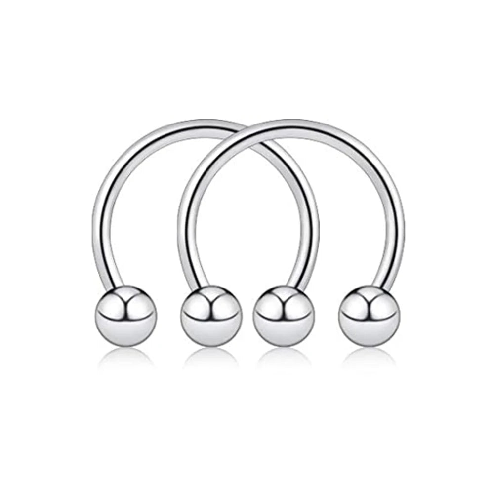 1Pair Steel Circular Barbell Horseshoe 16G 20G Lip Eyebrow Nose Septum Piercings Hoop Ear Cartilage Helix Lobe Earring Piercings